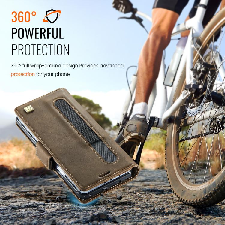 For Samsung Galaxy Z Fold6 5G AutSpace A11 Side Buckle MagSafe Magnetic RFID Phone Leather Case