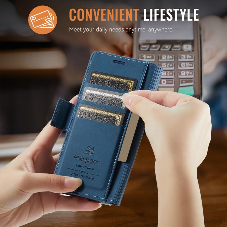 For Samsung Galaxy Z Fold5 5G AutSpace A11 Side Buckle MagSafe Magnetic RFID Phone Leather Case
