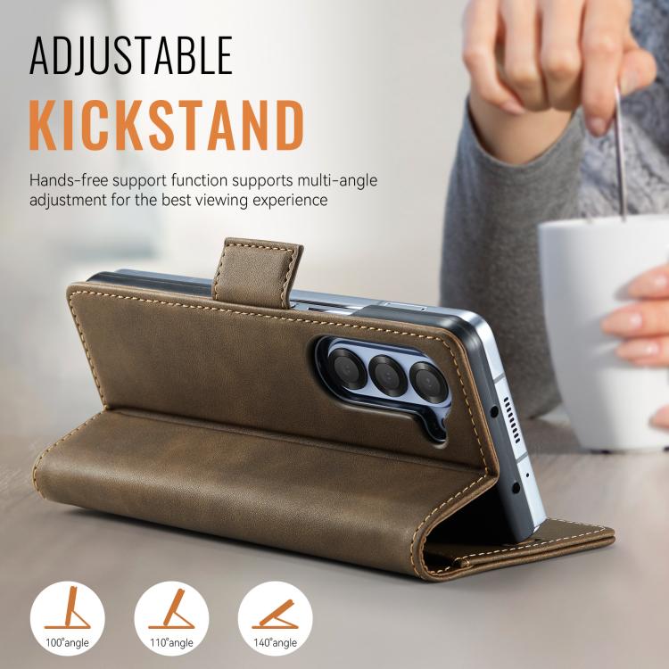 For Samsung Galaxy Z Fold5 5G AutSpace A11 Side Buckle MagSafe Magnetic RFID Phone Leather Case