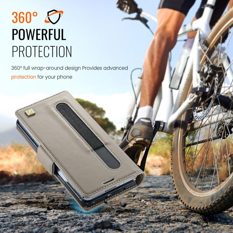 For Samsung Galaxy Z Fold5 5G AutSpace A11 Side Buckle MagSafe Magnetic RFID Phone Leather Case