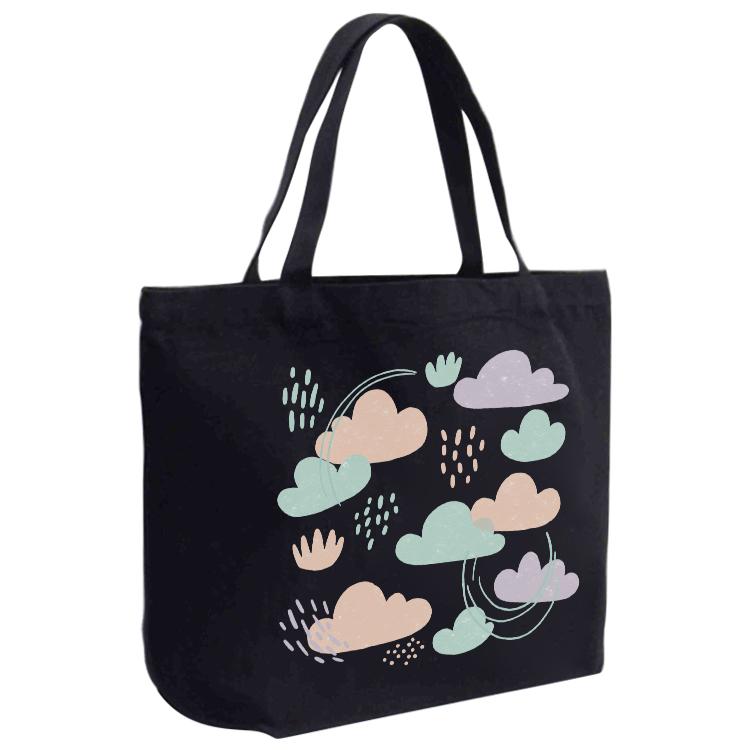 Clouds Printed Canvas Handbag Digital Print On Your Demand, Size:30x40x10cm