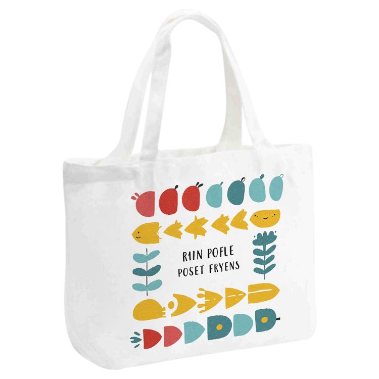 River Fish Printed Canvas Handbag Digital Print On Your Demand, Size:20x30x10cm