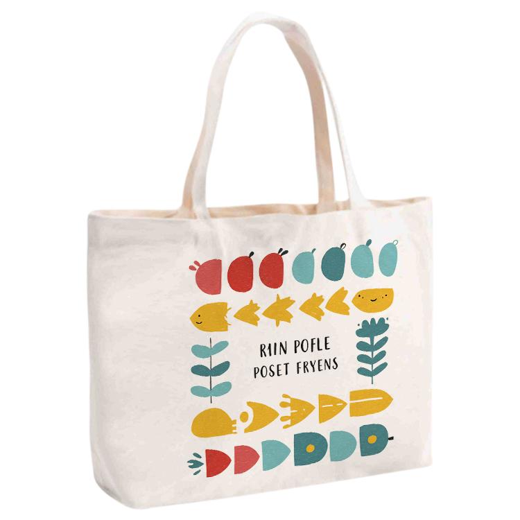 River Fish Printed Canvas Handbag Digital Print On Your Demand, Size:30x40x10cm