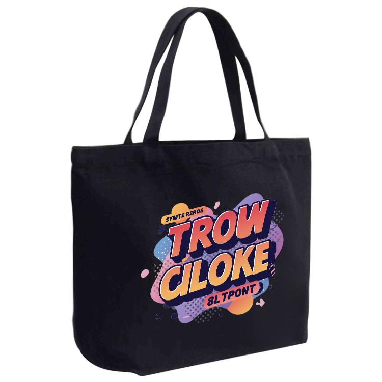 Orange Alphabet Printed Canvas Handbag Digital Print On Your Demand, Size:30x40x10cm
