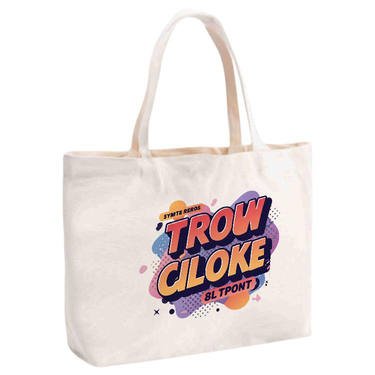 Orange Alphabet Printed Canvas Handbag Digital Print On Your Demand, Size:35x45x15cm
