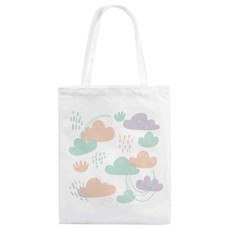 Clouds Printed Canvas Handbag Digital Print On Your Demand, Size:25x20cm
