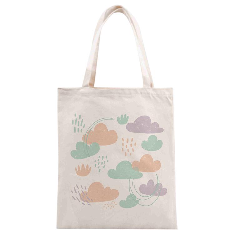 Clouds Printed Canvas Handbag Digital Print On Your Demand, Size:30x25cm