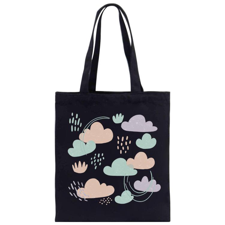 Clouds Printed Canvas Handbag Digital Print On Your Demand, Size:30x25cm