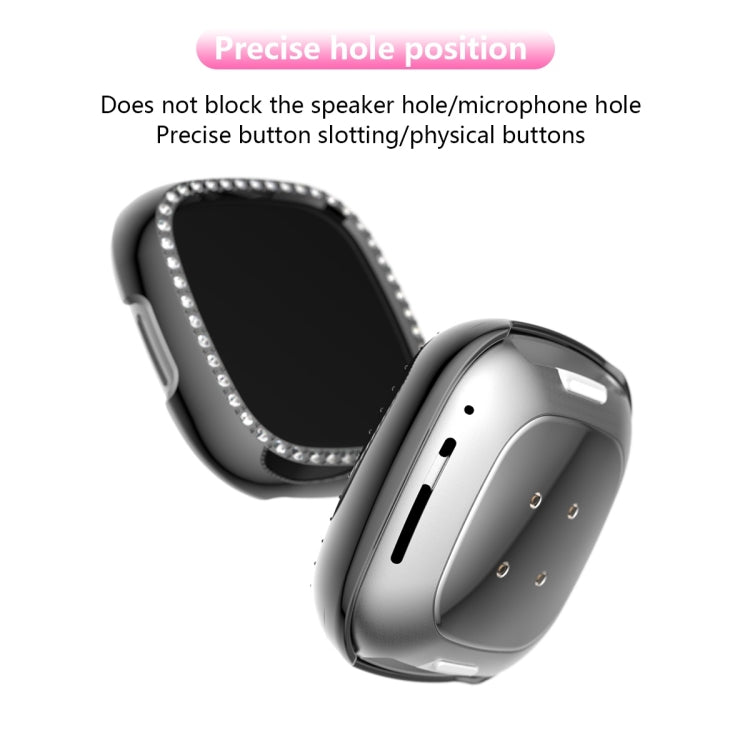 For Fitbit Versa 3 / Versa Sense Single Row Plating Diamonds PC Protective Case