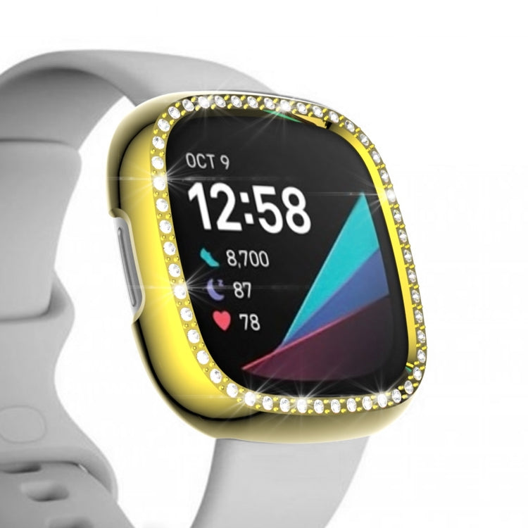 For Fitbit Versa 3 / Versa Sense Single Row Plating Diamonds PC Protective Case