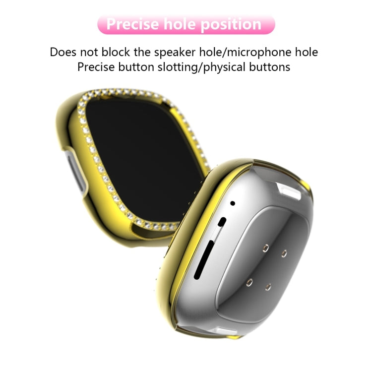 For Fitbit Versa 3 / Versa Sense Single Row Plating Diamonds PC Protective Case