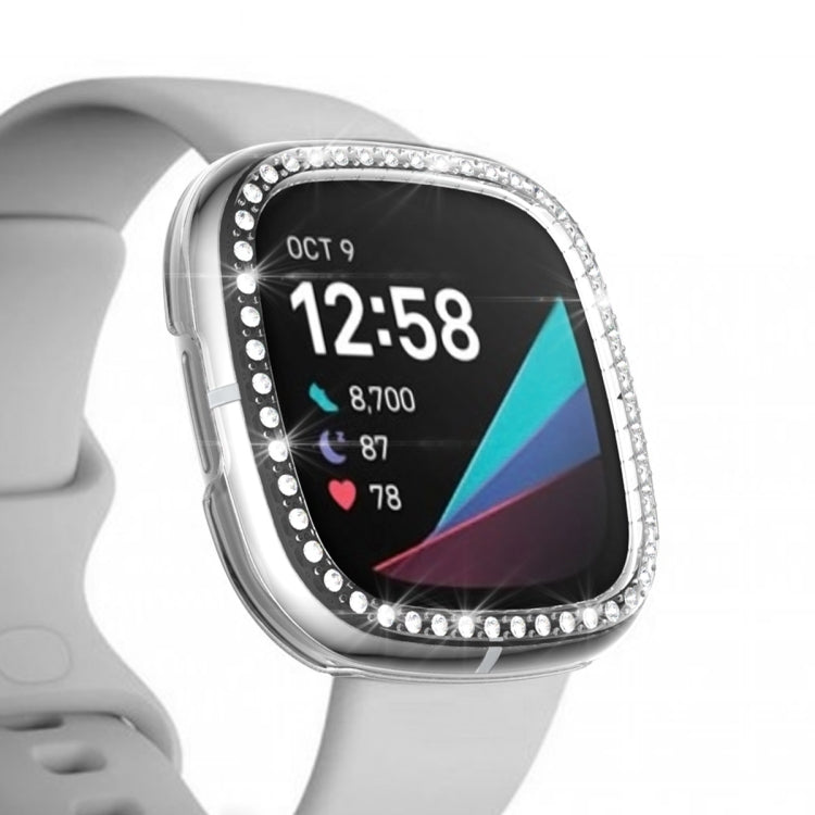 For Fitbit Versa 3 / Versa Sense Single Row Plating Diamonds PC Protective Case