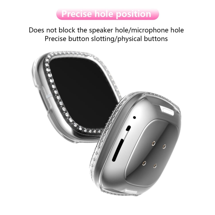 For Fitbit Versa 3 / Versa Sense Single Row Plating Diamonds PC Protective Case