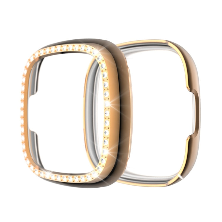 For Fitbit Versa 3 / Versa Sense Single Row Plating Diamonds PC Protective Case