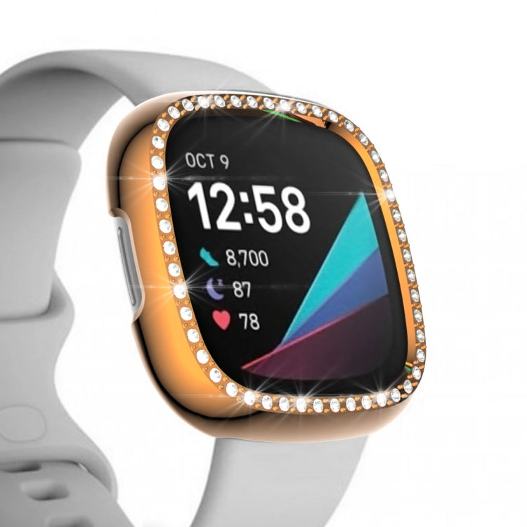 For Fitbit Versa 3 / Versa Sense Single Row Plating Diamonds PC Protective Case
