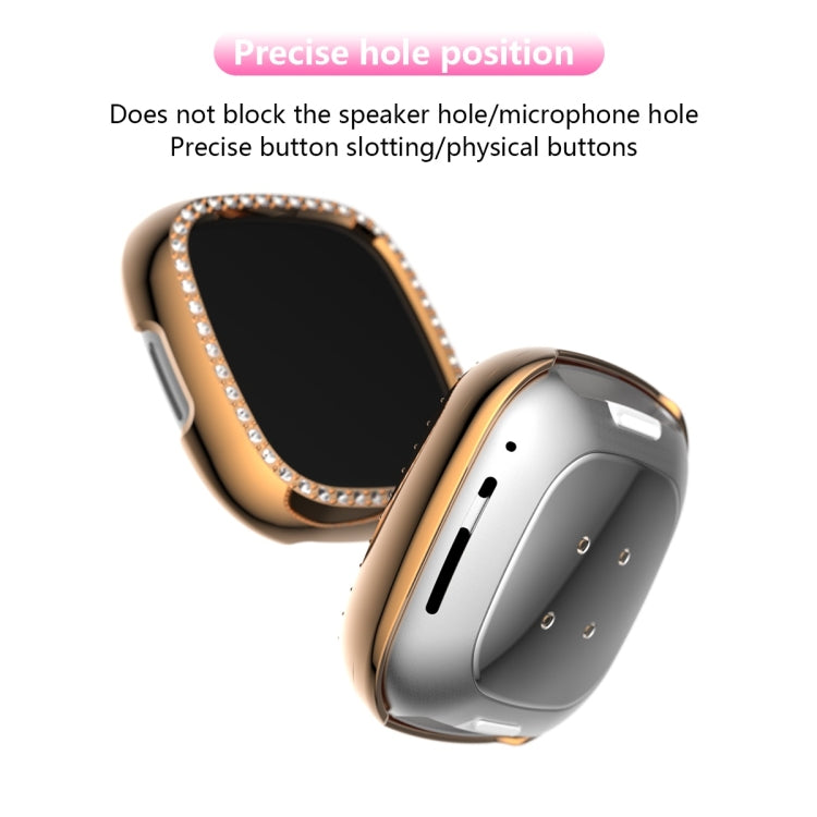 For Fitbit Versa 3 / Versa Sense Single Row Plating Diamonds PC Protective Case