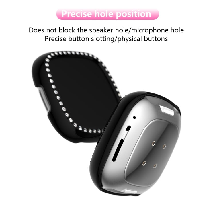 For Fitbit Versa 3 / Versa Sense Single Row Plating Diamonds PC Protective Case
