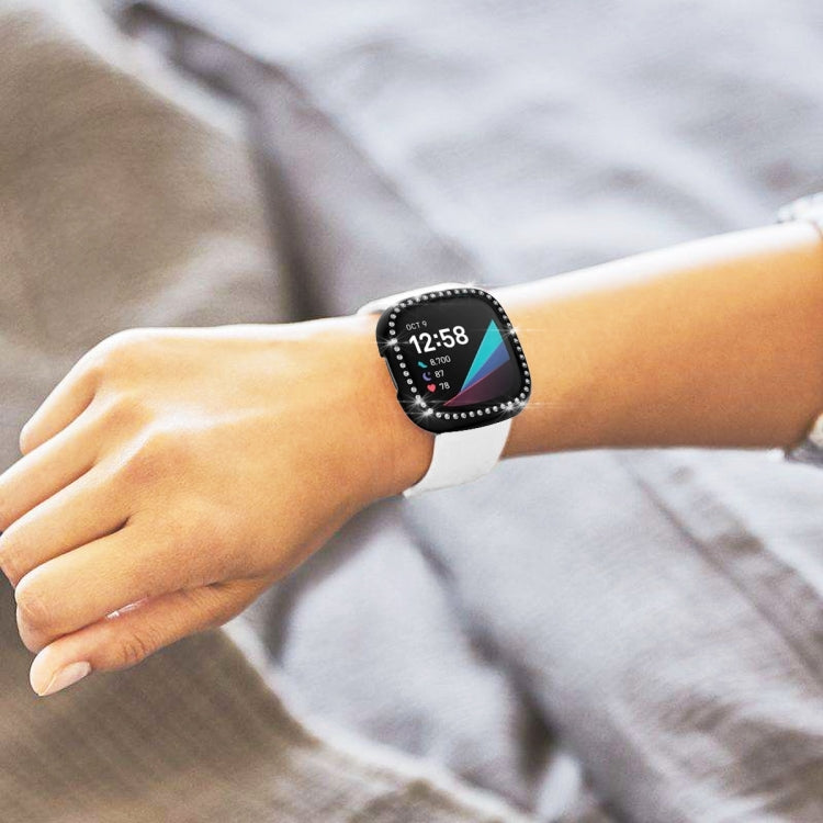 For Fitbit Versa 3 / Versa Sense Single Row Plating Diamonds PC Protective Case