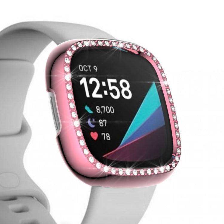 For Fitbit Versa 3 / Versa Sense Single Row Plating Diamonds PC Protective Case