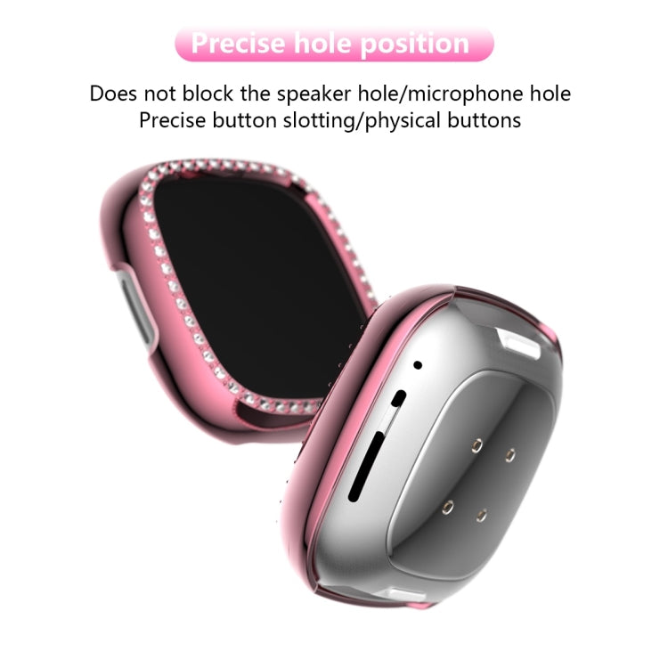 For Fitbit Versa 3 / Versa Sense Single Row Plating Diamonds PC Protective Case