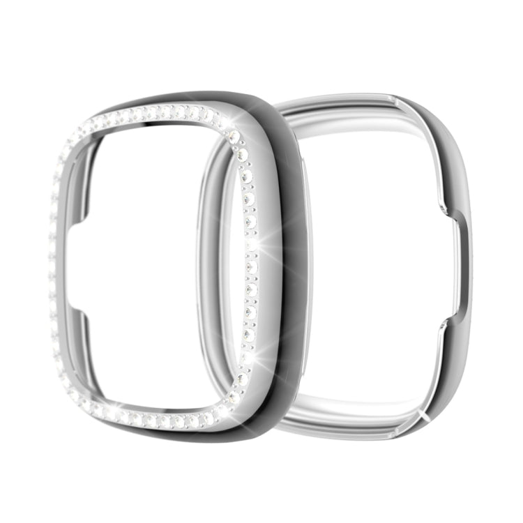 For Fitbit Versa 3 / Versa Sense Single Row Plating Diamonds PC Protective Case