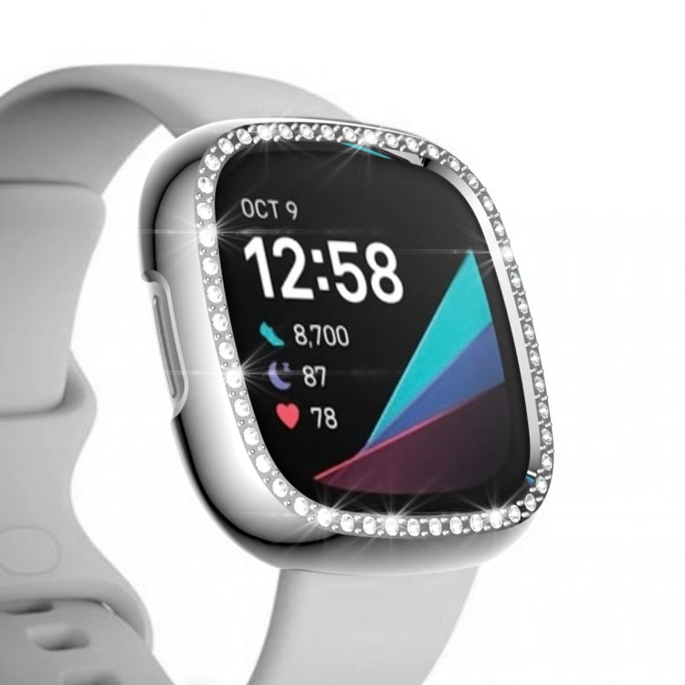 For Fitbit Versa 3 / Versa Sense Single Row Plating Diamonds PC Protective Case
