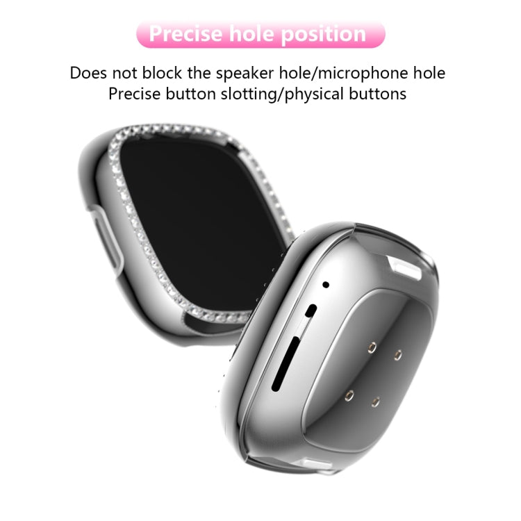 For Fitbit Versa 3 / Versa Sense Single Row Plating Diamonds PC Protective Case