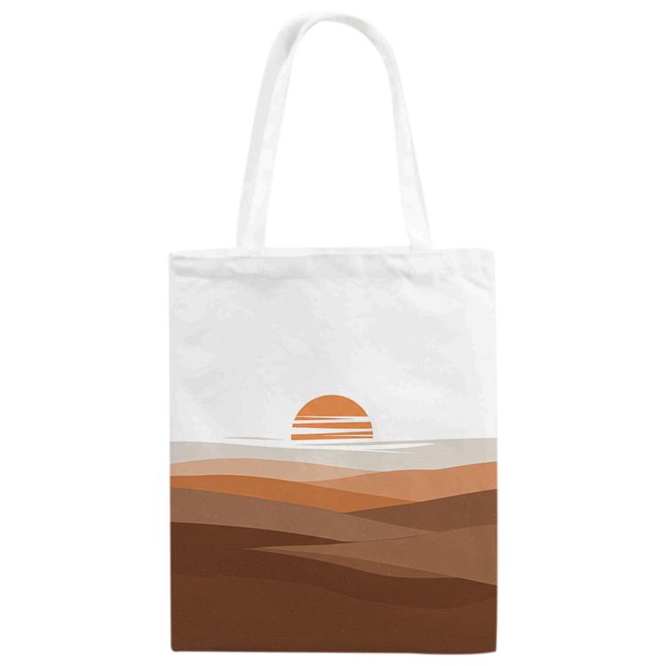 Sunset Printed Canvas Handbag Digital Print On Your Demand, Size:30x25cm