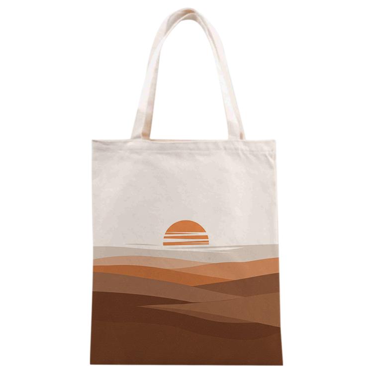Sunset Printed Canvas Handbag Digital Print On Your Demand, Size:40x35cm