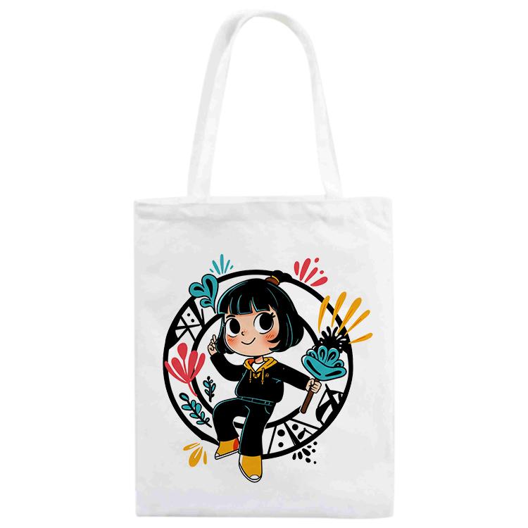 Girl Printed Canvas Handbag Digital Print On Your Demand, Size:30x25cm