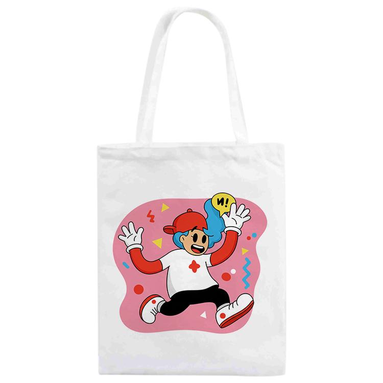 Pink Boy Printed Canvas Handbag Digital Print On Your Demand, Size:30x25cm
