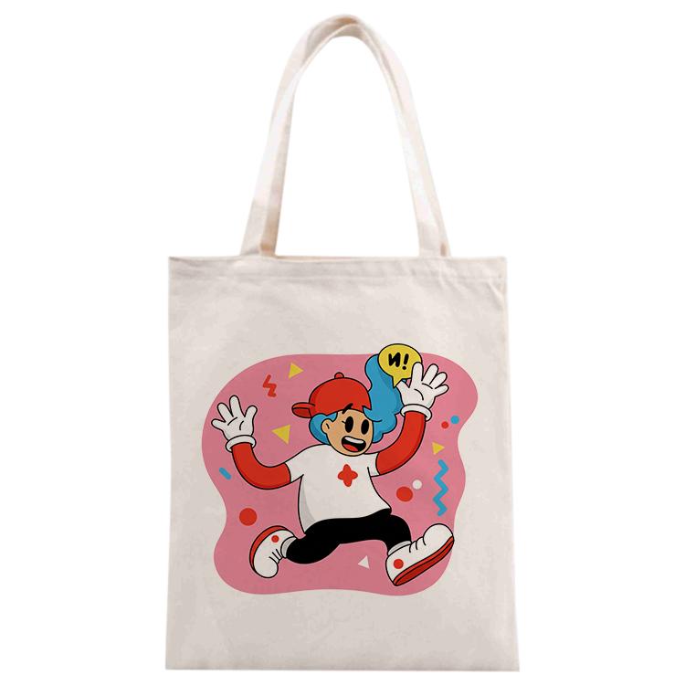 Pink Boy Printed Canvas Handbag Digital Print On Your Demand, Size:30x25cm