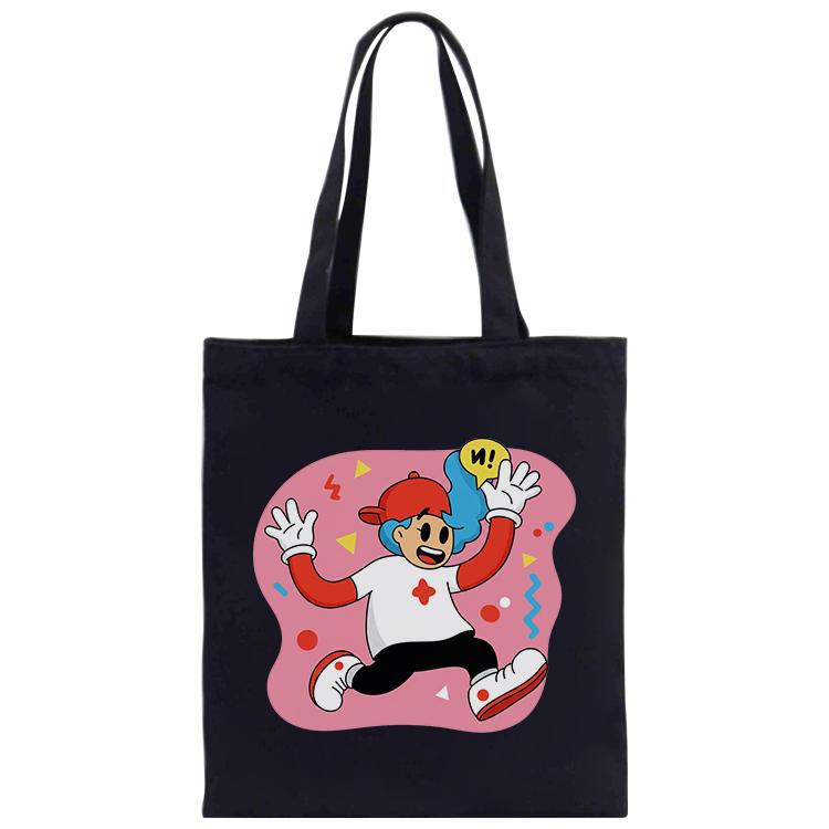 Pink Boy Printed Canvas Handbag Digital Print On Your Demand, Size:40x35cm