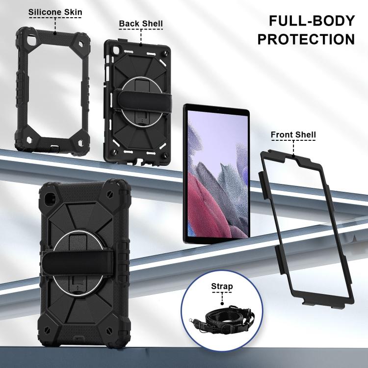 For Samsung Galaxy Tab A7 Lite Contrast Color Robot Silicone Hybrid PC Tablet Case