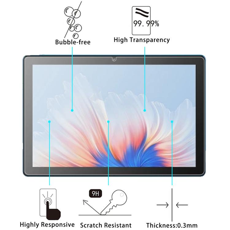 For YZIOVO A15 10.1 inch 2pcs 9H 0.3mm Explosion-proof Tempered Glass Film