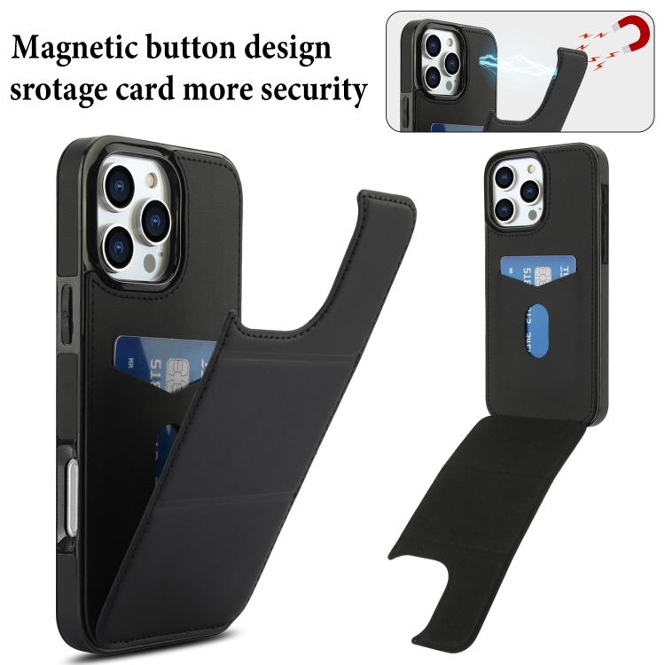 For iPhone 16 Pro Max Tri-fold Holder Leather Phone Case with Card Slot