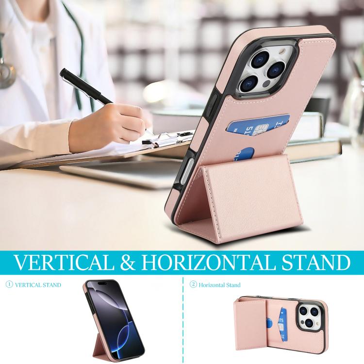 For iPhone 16 Pro Max Tri-fold Holder Leather Phone Case with Card Slot