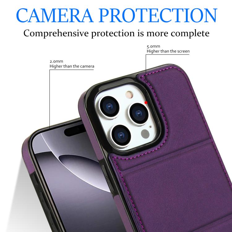 For iPhone 16 Pro Max Tri-fold Holder Leather Phone Case with Card Slot