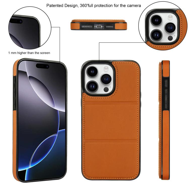 For iPhone 16 Pro Max Tri-fold Holder Leather Phone Case with Card Slot