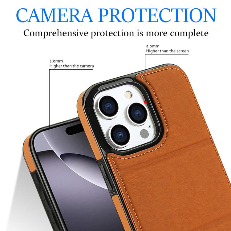 For iPhone 16 Pro Max Tri-fold Holder Leather Phone Case with Card Slot