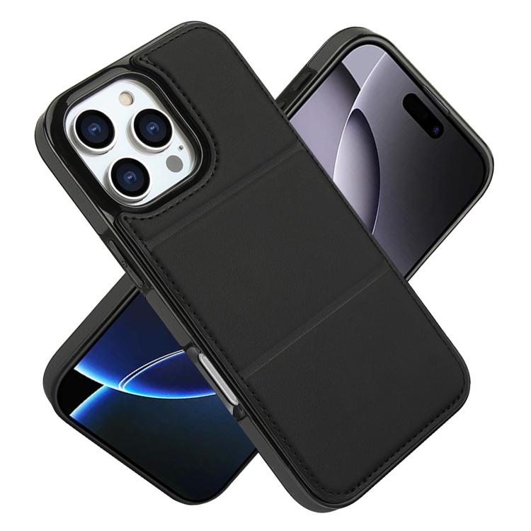 For iPhone 16 Pro Tri-fold Holder Leather Phone Case with Card Slot