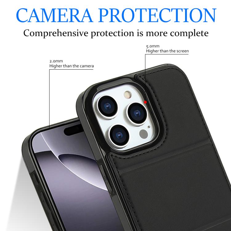 For iPhone 16 Pro Tri-fold Holder Leather Phone Case with Card Slot