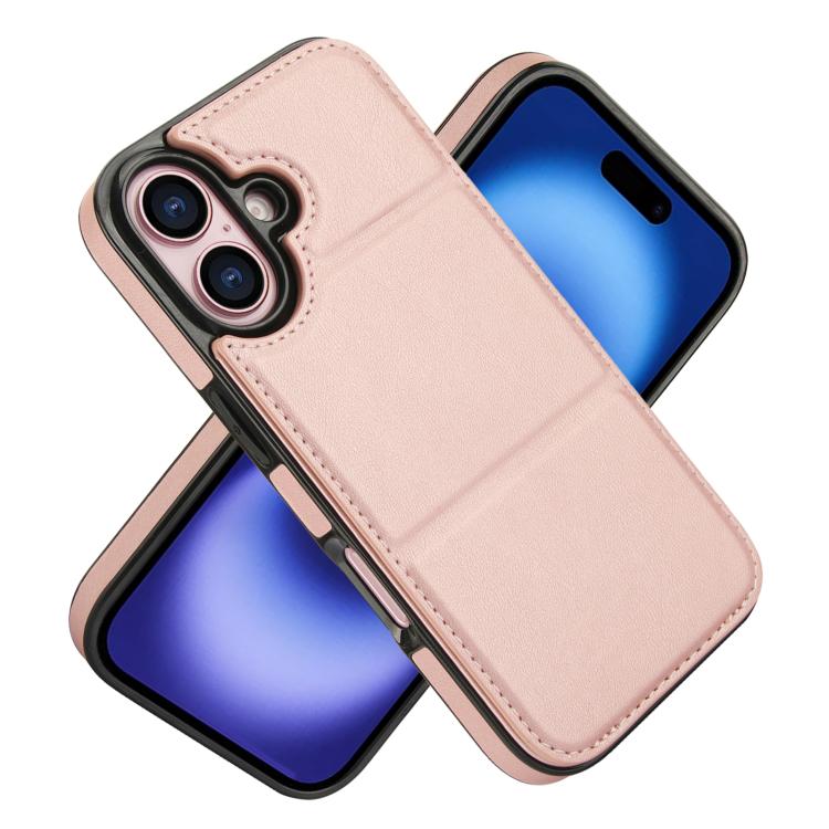 For iPhone 16 Plus Tri-fold Holder Leather Phone Case with Card Slot