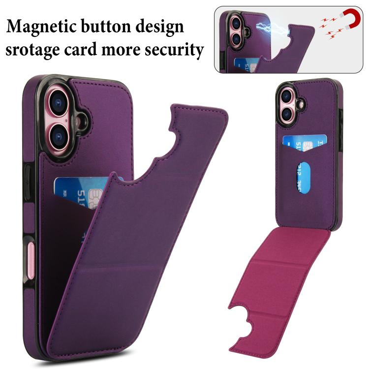 For iPhone 16 Plus Tri-fold Holder Leather Phone Case with Card Slot