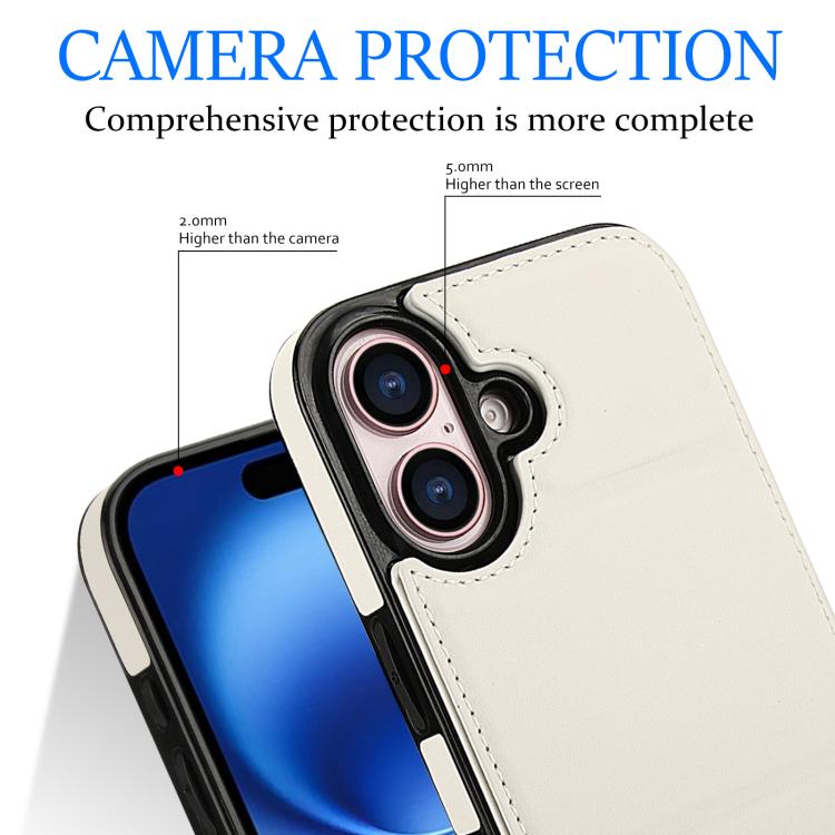 For iPhone 16 Tri-fold Holder Leather Phone Case with Card Slot