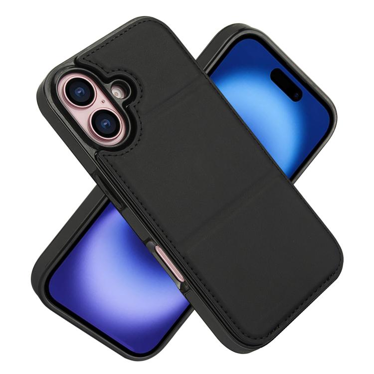 For iPhone 16 Tri-fold Holder Leather Phone Case with Card Slot