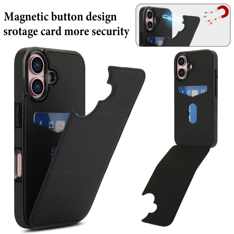 For iPhone 16 Tri-fold Holder Leather Phone Case with Card Slot