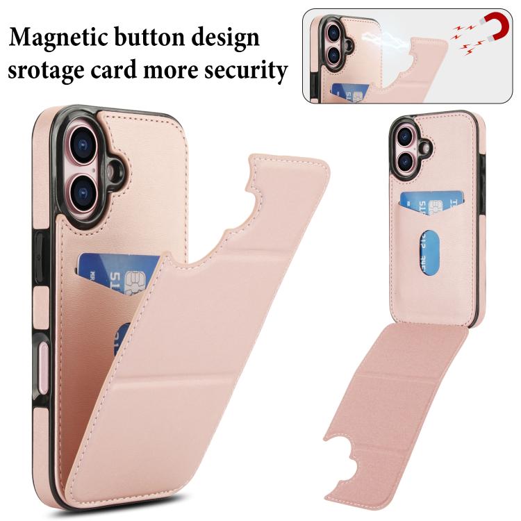 For iPhone 16 Tri-fold Holder Leather Phone Case with Card Slot