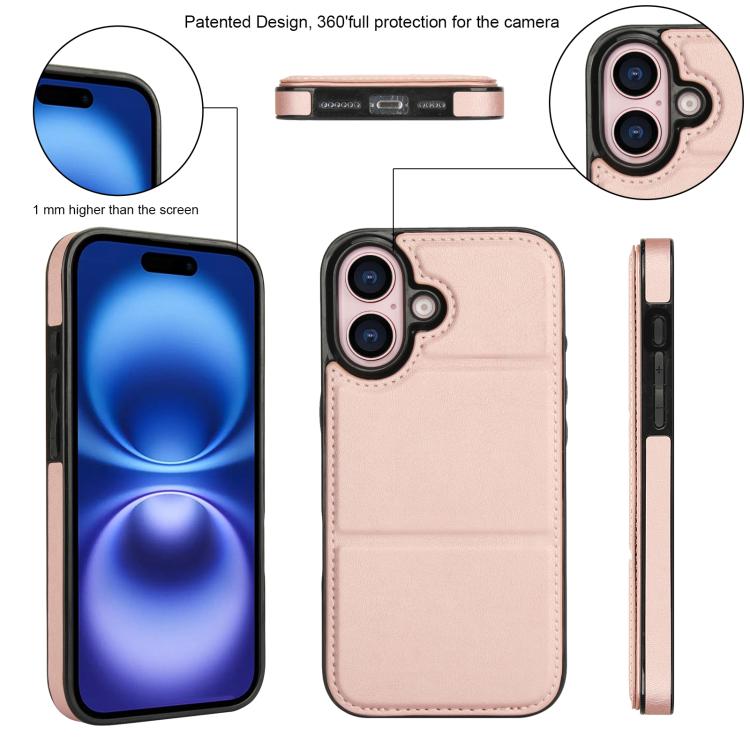 For iPhone 16 Tri-fold Holder Leather Phone Case with Card Slot