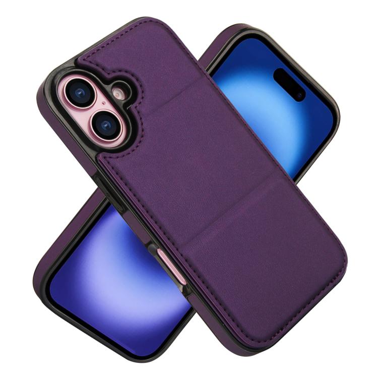 For iPhone 16 Tri-fold Holder Leather Phone Case with Card Slot